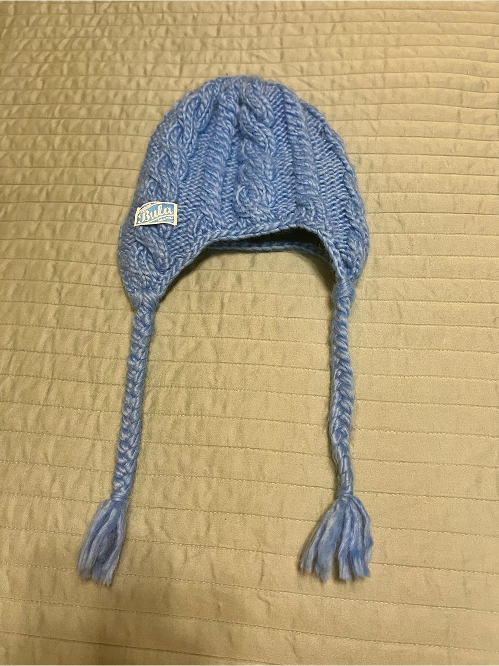 Bula Light Blue Cable-Knit Earflap Beanie